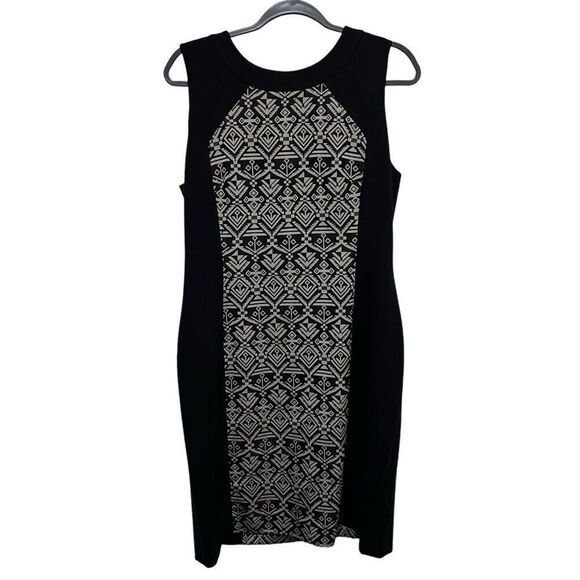 Antonio Melani black sheath dress textured print panel size 14 - Picture 1 of 12